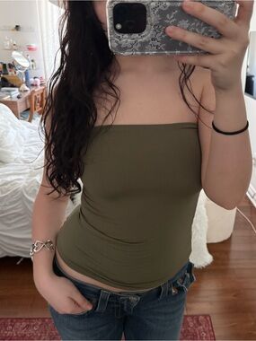Super Soft Olive Green Strapless Tube Top